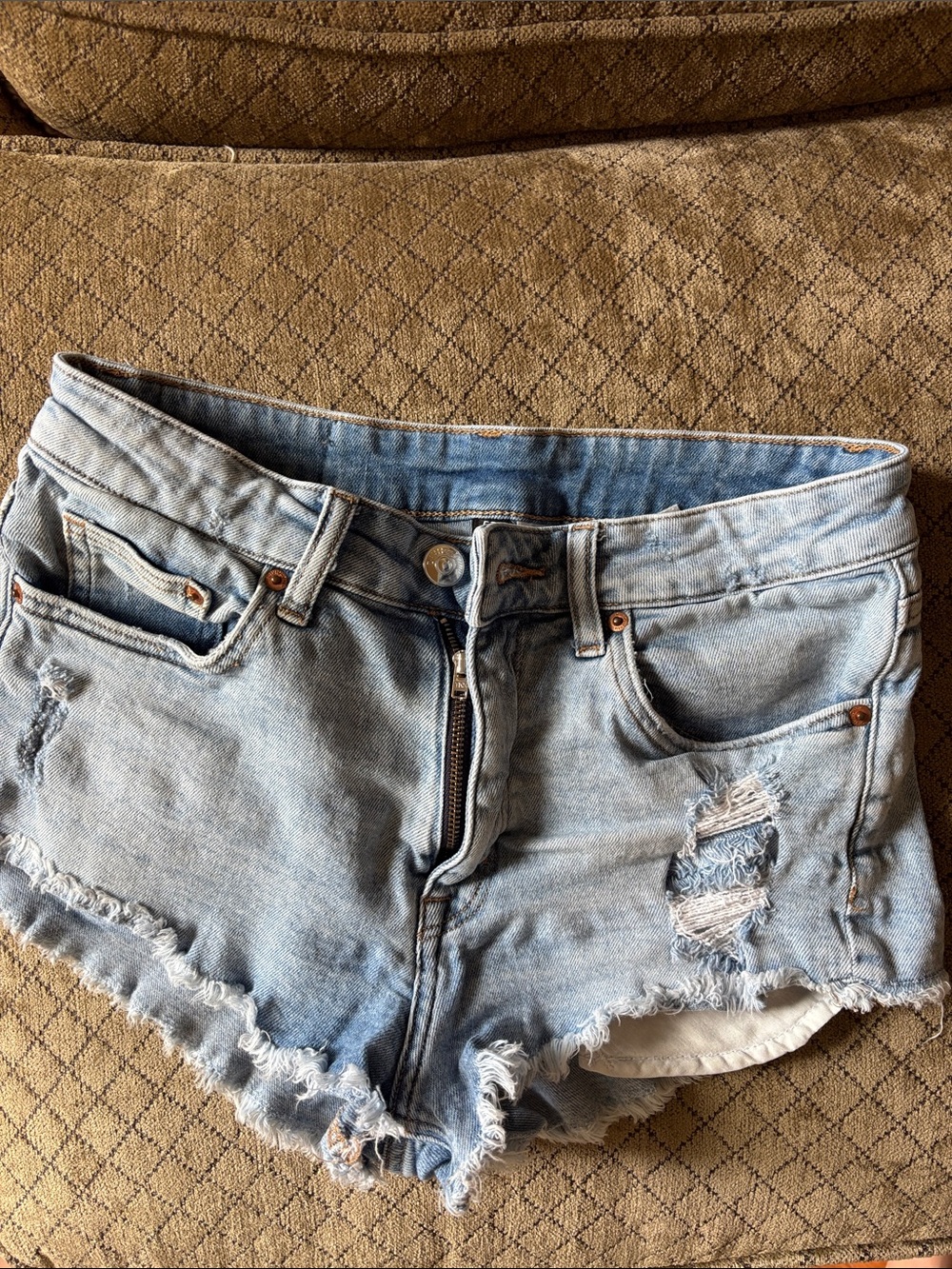 Divided Light Blue Ripped Denim Shorts